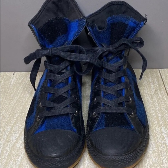 Converse All Star -Men’s Size 10.5-Plaid High Top Woolrich Sneakers -Black/Blue - Picture 12 of 16